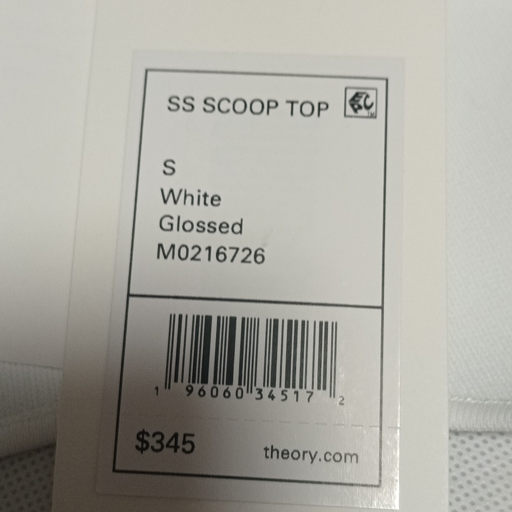 Theory White Glossed Stretch Scoop Neck Top - Picture 8 of 10